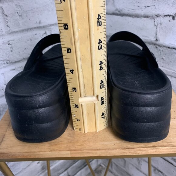 Crocs Skyline Platform Slide Sandals Women's 9 Black Chunky Heel Slip On Shoes - Picture 10 of 13